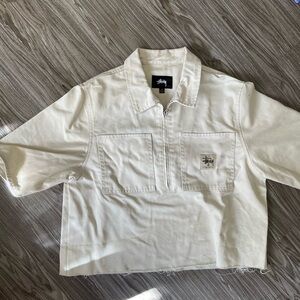Stussy Ivory Zip-Front Workwear Jacket